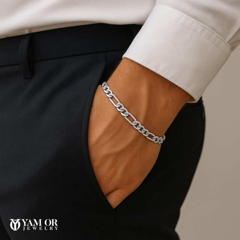 צמיד פיגארו כסף 0.925 - 7 ממ - גבר עונד צמיד - תכשיטי ים אור