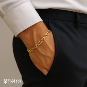 צמיד פיגארו כסף 0.925 ציפוי זהב - 7 ממ - גבר עונד צמיד - תכשיטי ים אור