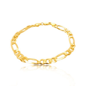 צמיד פיגארו כסף ציפוי זהב 0.925 לגברים - 7 ממ - תכשיטי ים אור