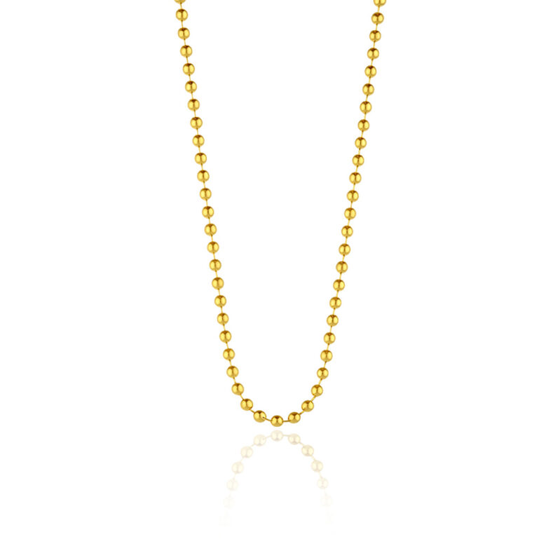 שרשרת חרוזים חלק כסף 0.925 מצופה זהב - תכשיטי ים אור