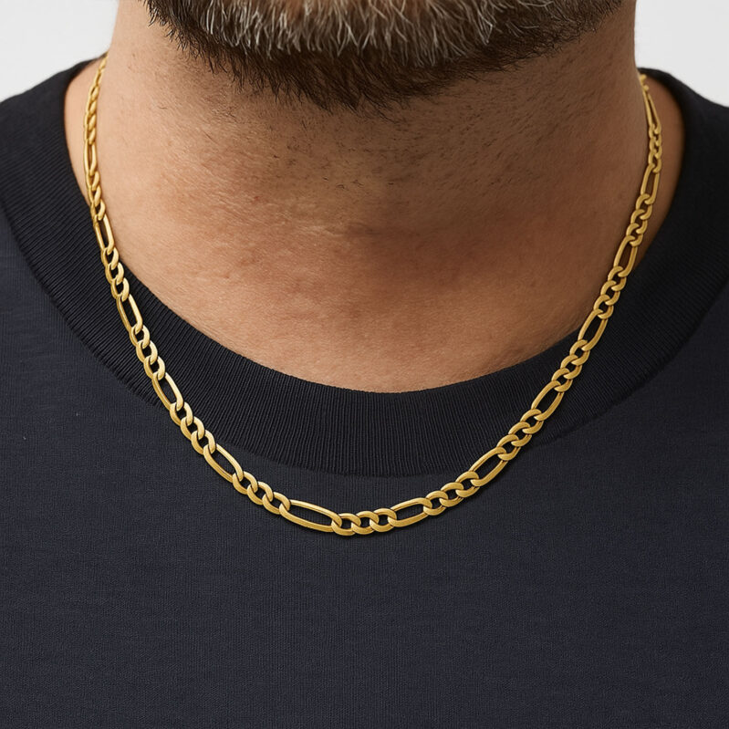 שרשרת פיגרו כסף ציפוי זהב על גבר - תכשיטי ים אור