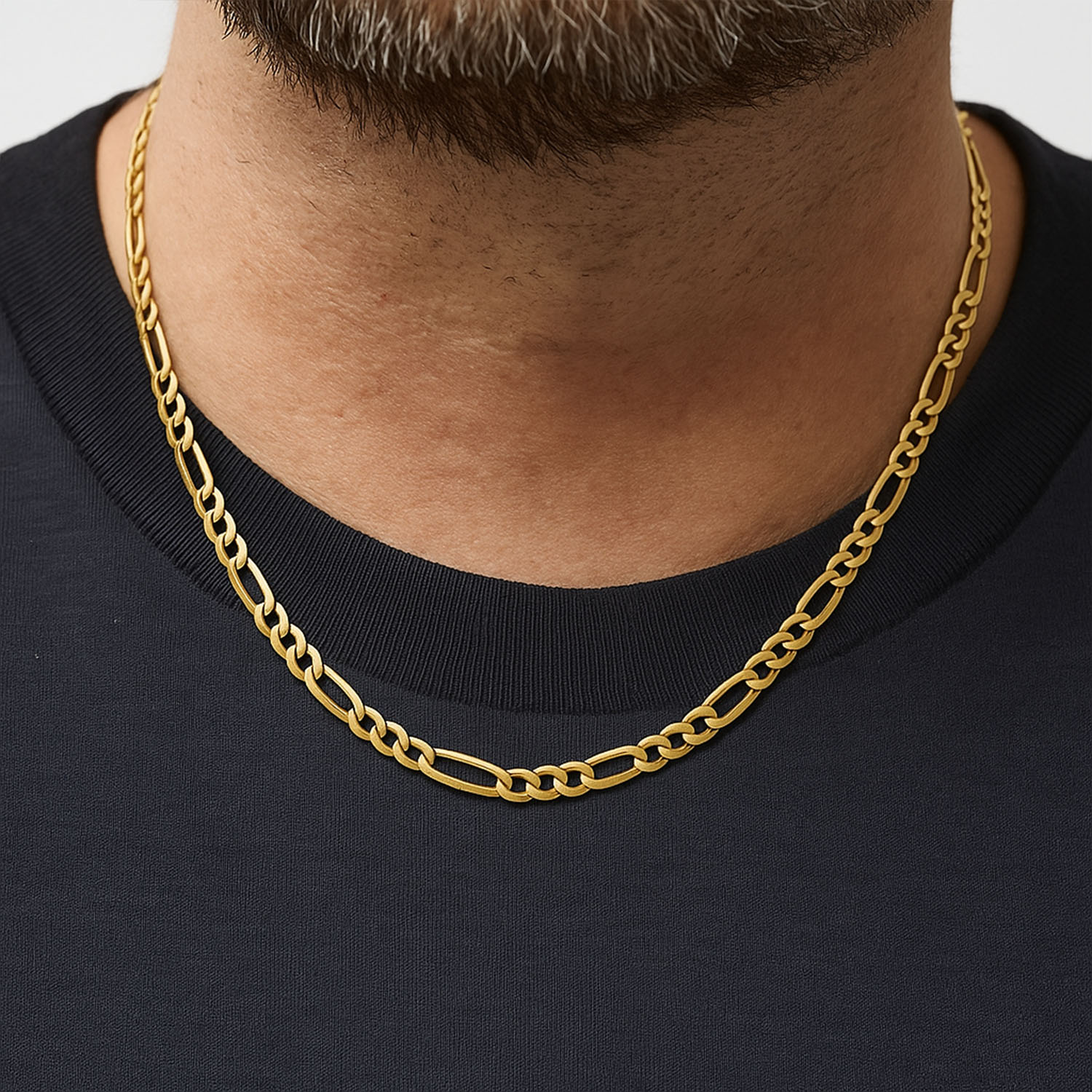 שרשרת פיגרו כסף ציפוי זהב על גבר - תכשיטי ים אור