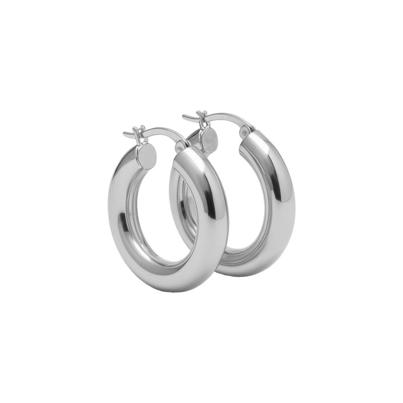 זוג עגילי חישוק כסף 5 ממ