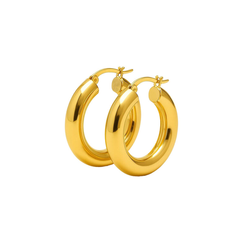 זוג עגילי חישוק כסף ציפוי זהב