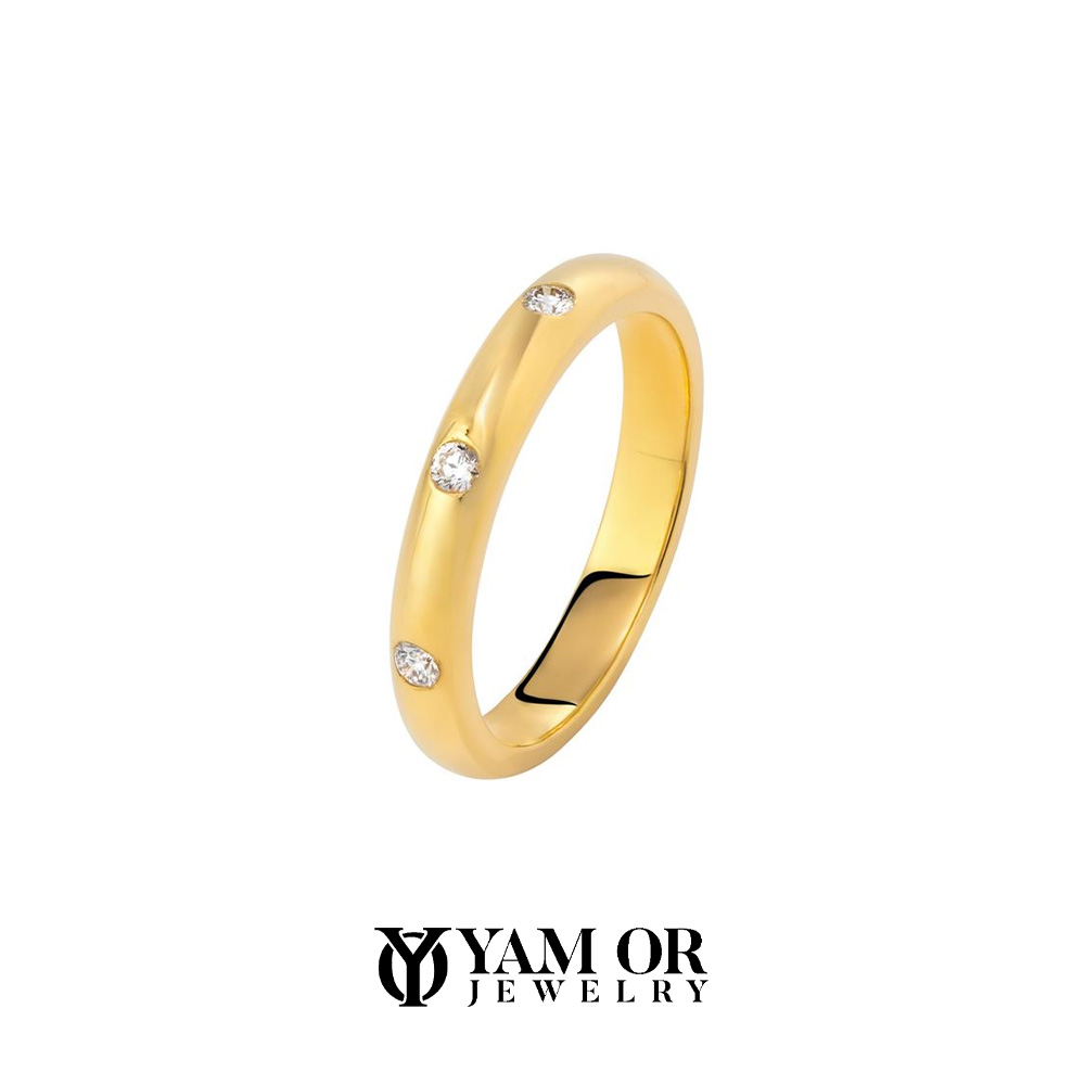 טבעת זהב 14K עם 3 יהלומים LAB