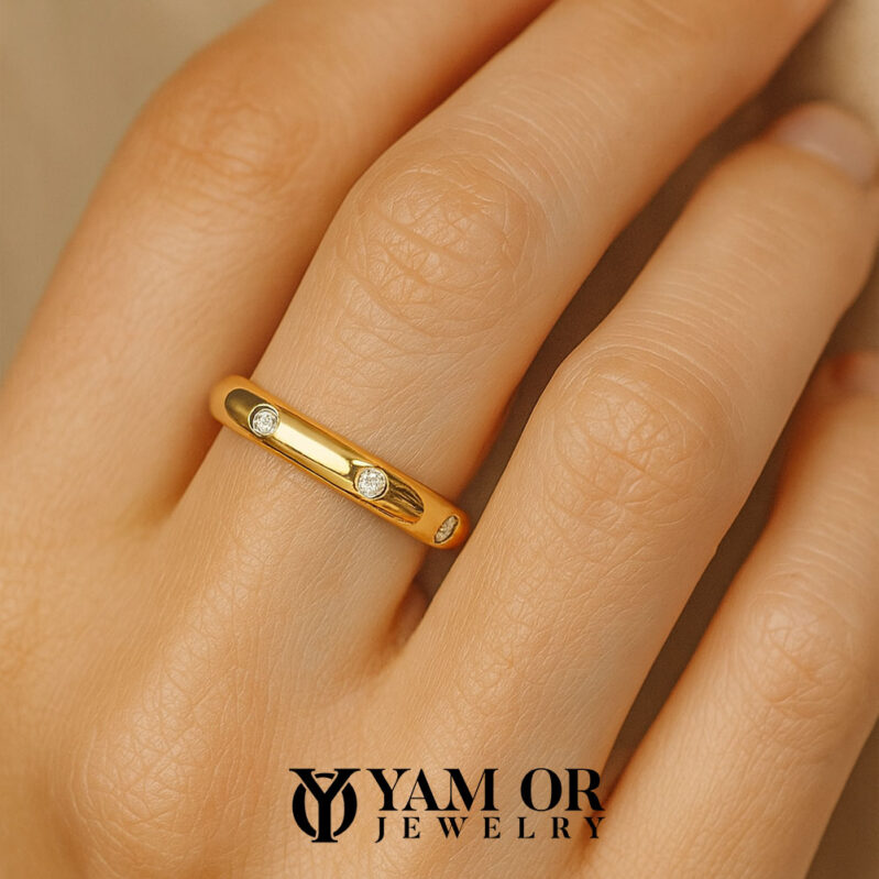טבעת זהב 14K עם יהלום - תכשיטי ים אור