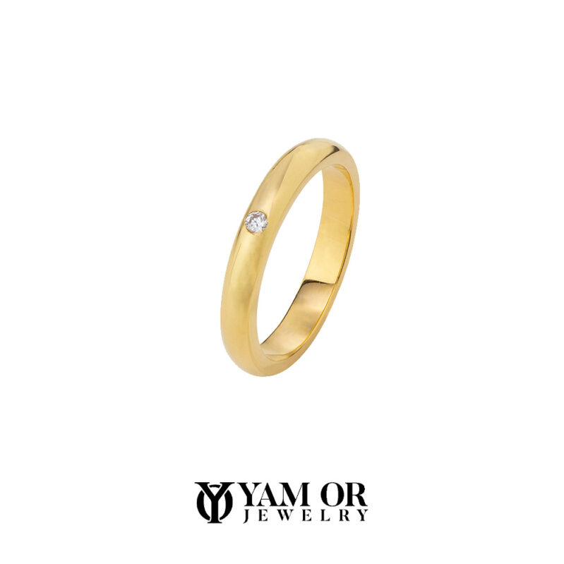 טבעת זהב צהוב 14K עם יהלום מעבדה איכותי - תכשיטי ים אור