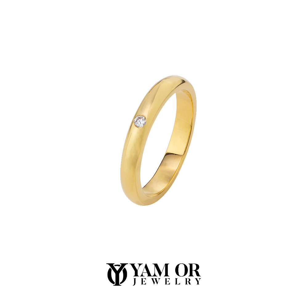 טבעת זהב צהוב 14K עם יהלום מעבדה איכותי - תכשיטי ים אור