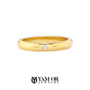 טבעת זהב צהוב 14K עם יהלום מעבדה - תכשיטי ים אור