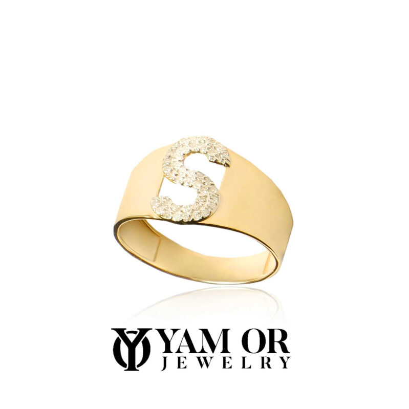 טבעת יהלומים ואות בעיצוב אישי - תכשיטי ים אור