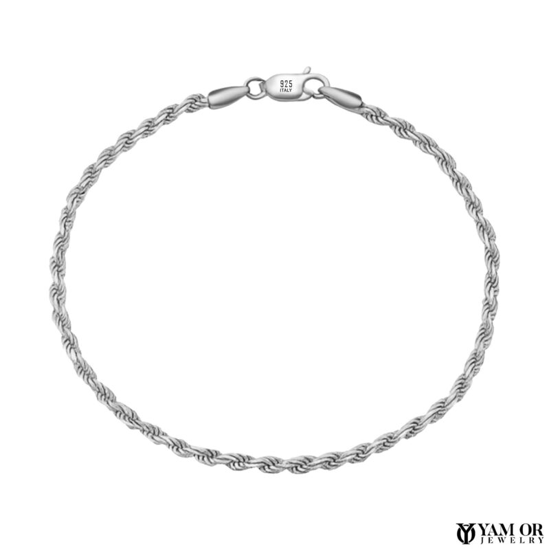 צמיד חבל כסף 0.925 3 ממ - תכשיטי ים אור