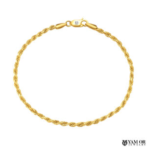 צמיד חבל מצופה זהב מכסף 0.925 3 ממ - תכשיטי ים אור