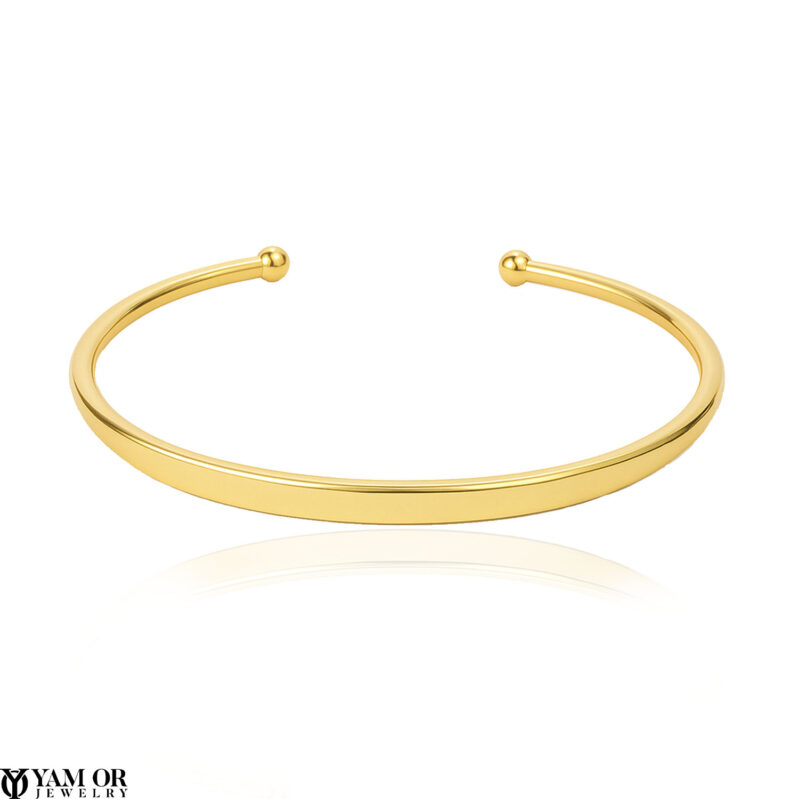 צמיד חריטה עם כדורים מצופה זהב כסף ITALY - תכשיטי ים אור