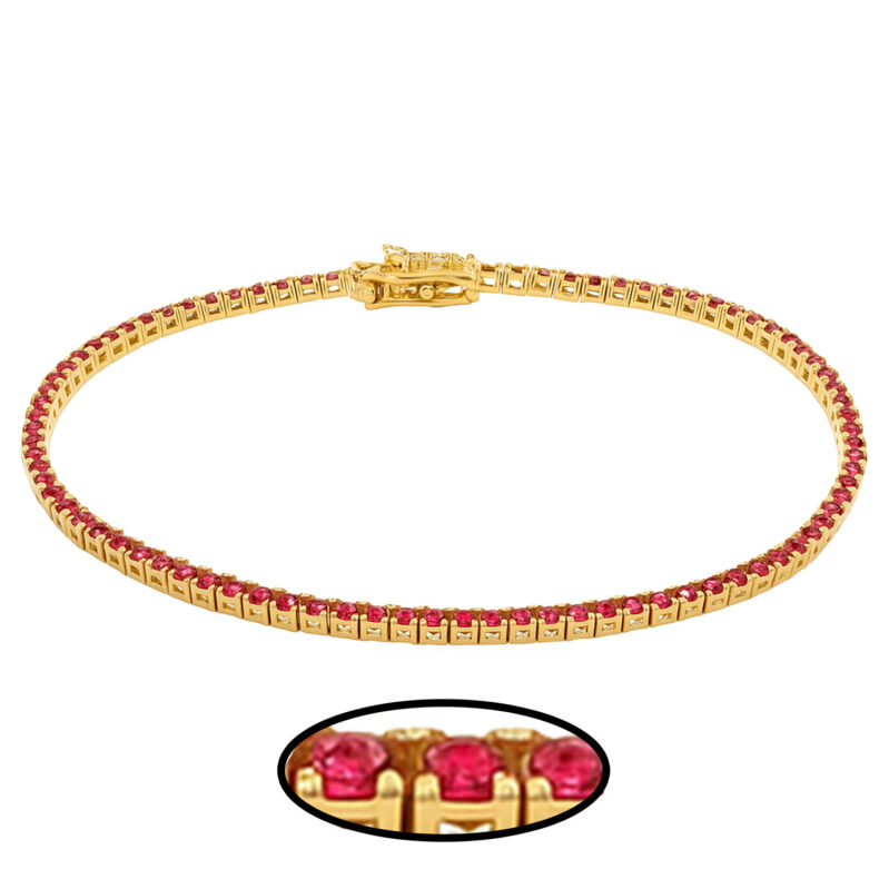 צמיד טניס 3 ממ אבני חן אדומות - תכשיטי ים אור