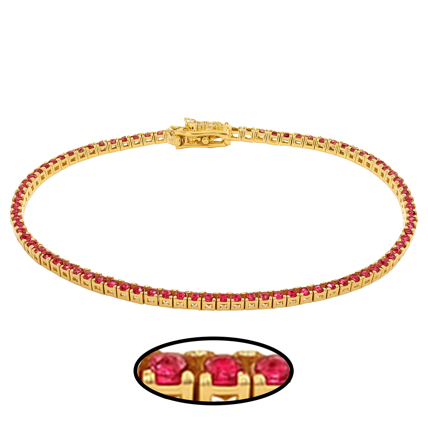 צמיד טניס 3 ממ אבני חן אדומות - תכשיטי ים אור