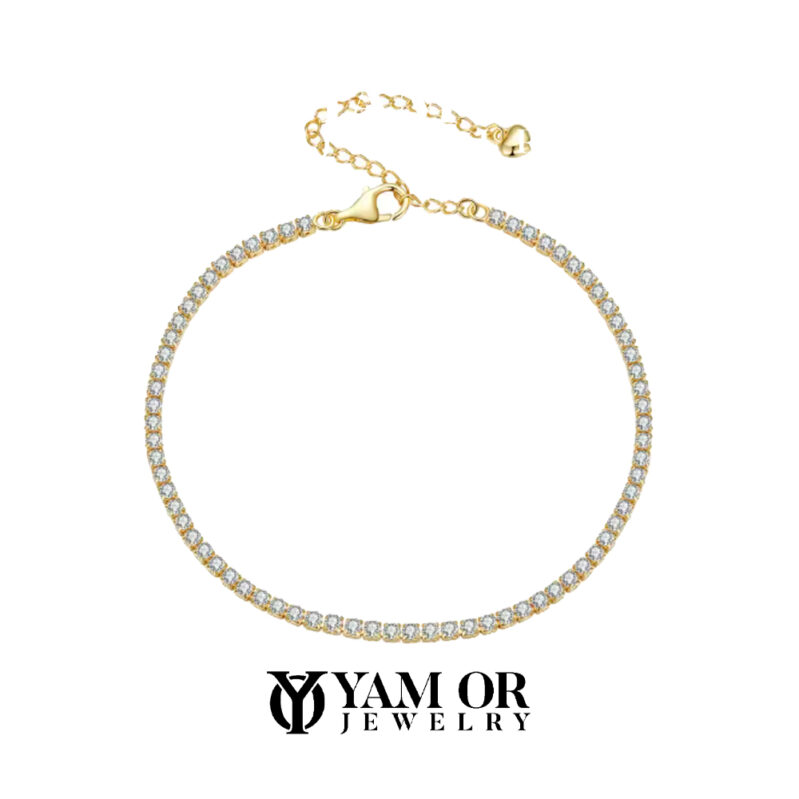 צמיד טניס 3 ממ מתכוונן כסף 0.925