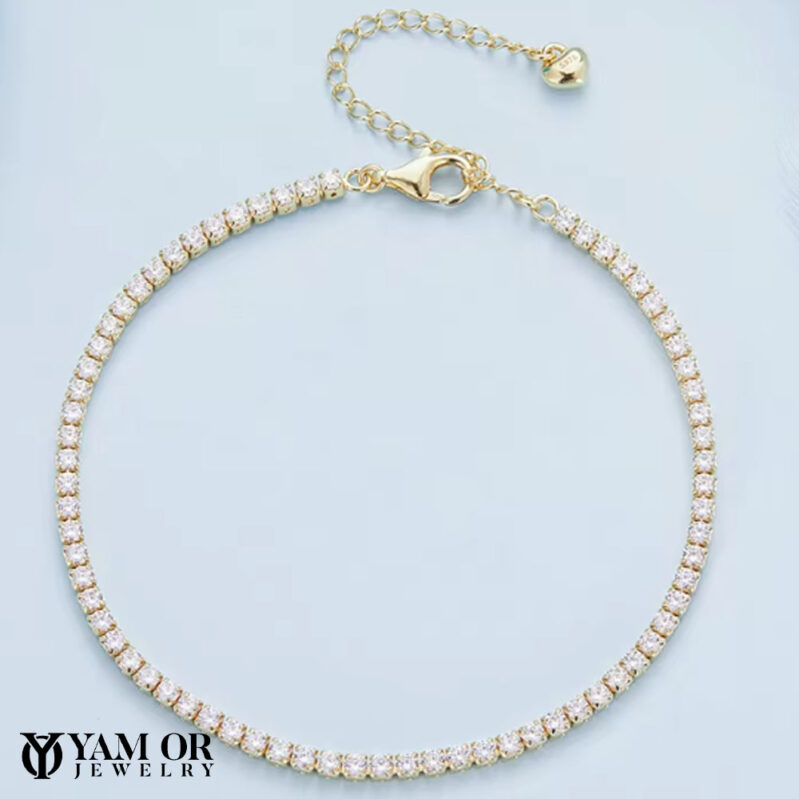 צמיד טניס מתכוונן כסף 0.925