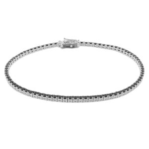 צמיד טניס עשוי כסף 0.925 עם אבנים שחורות - תכשיטי ים אור