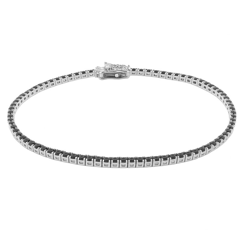 צמיד טניס עשוי כסף 0.925 עם אבנים שחורות - תכשיטי ים אור