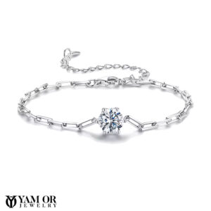 צמיד כסף 0.925 עם אבן Moissanite 1CT – יוקרה עדינה ונשית