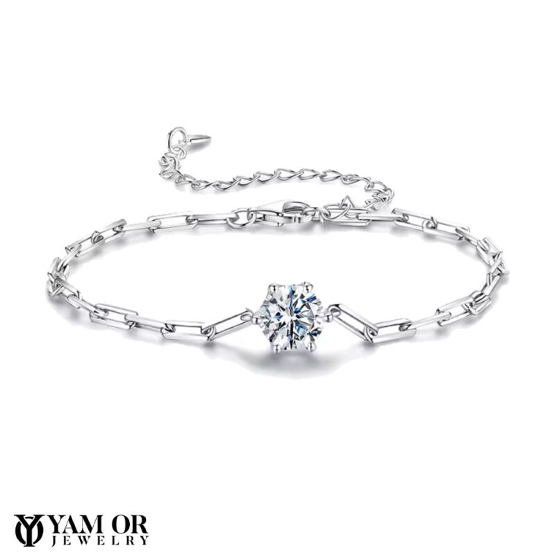 צמיד כסף 0.925 עם אבן Moissanite 1CT – יוקרה עדינה ונשית