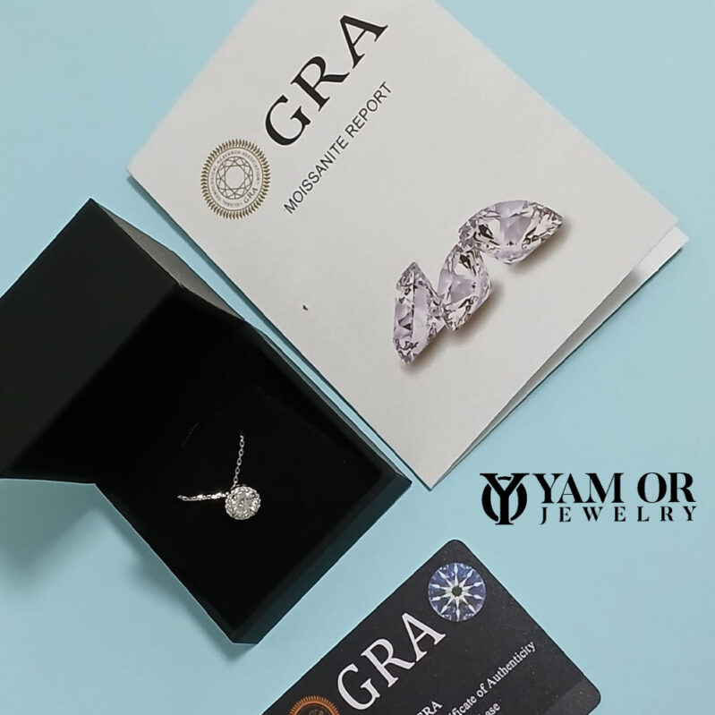 שרשרת פרח יהלום Moissanite 1CT מוסונייט תעודת יהלום