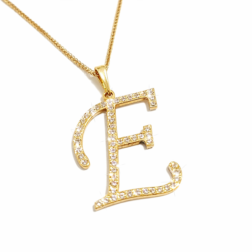 שרשרת זהב עם אות משובץ CZ- שרשרת שם ישראל