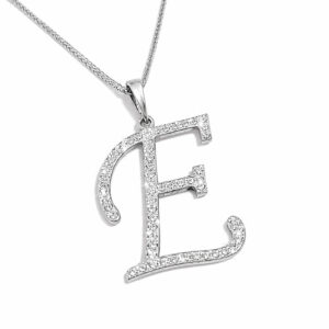 שרשרת כסף עם אות משובץ שרשרת שם ישראל